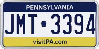 PA license plate JMT3394