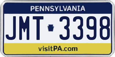 PA license plate JMT3398