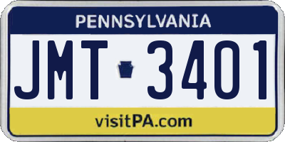 PA license plate JMT3401