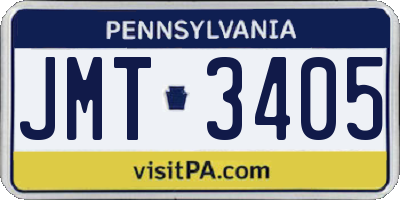 PA license plate JMT3405