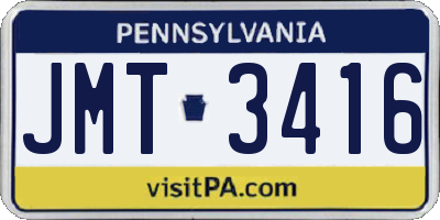 PA license plate JMT3416