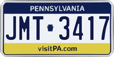 PA license plate JMT3417