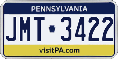 PA license plate JMT3422