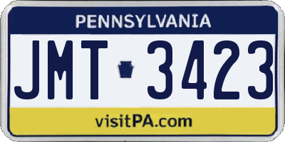 PA license plate JMT3423