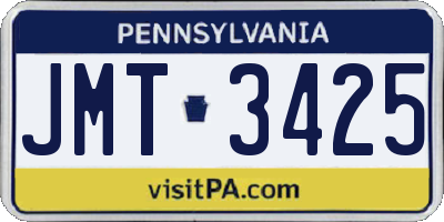 PA license plate JMT3425