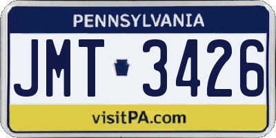PA license plate JMT3426