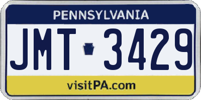 PA license plate JMT3429