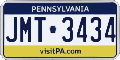 PA license plate JMT3434
