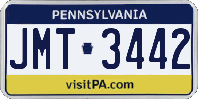 PA license plate JMT3442