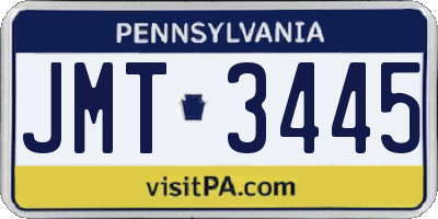 PA license plate JMT3445
