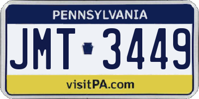 PA license plate JMT3449
