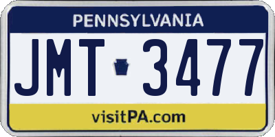PA license plate JMT3477