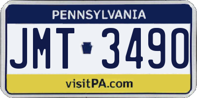 PA license plate JMT3490
