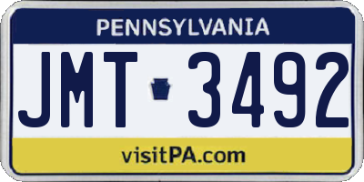 PA license plate JMT3492