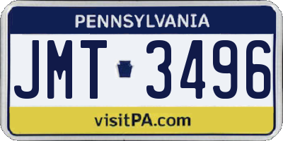 PA license plate JMT3496