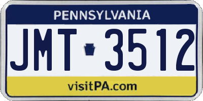 PA license plate JMT3512