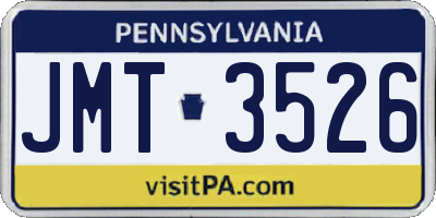 PA license plate JMT3526