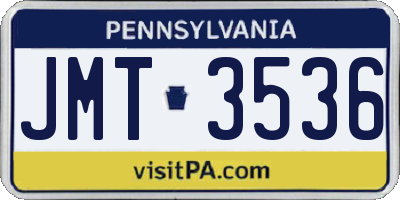 PA license plate JMT3536