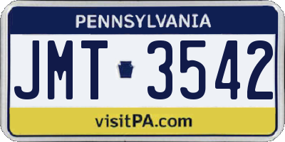 PA license plate JMT3542