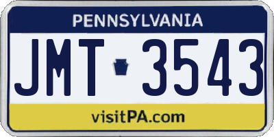 PA license plate JMT3543