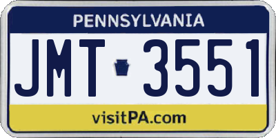 PA license plate JMT3551