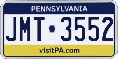 PA license plate JMT3552