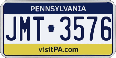 PA license plate JMT3576