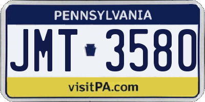 PA license plate JMT3580