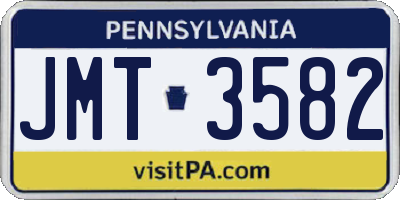 PA license plate JMT3582