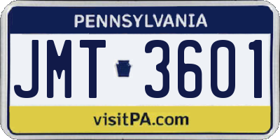 PA license plate JMT3601