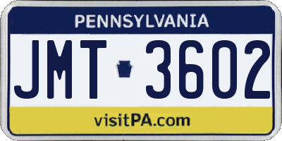 PA license plate JMT3602