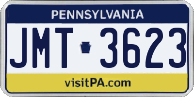 PA license plate JMT3623