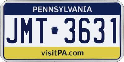 PA license plate JMT3631