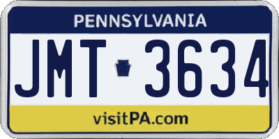 PA license plate JMT3634