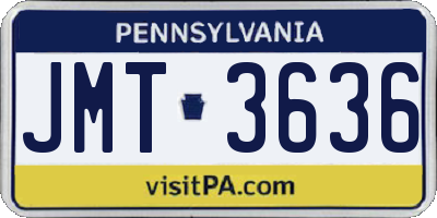 PA license plate JMT3636