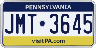 PA license plate JMT3645