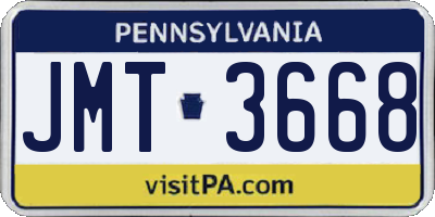 PA license plate JMT3668