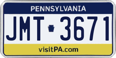 PA license plate JMT3671