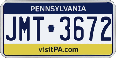 PA license plate JMT3672