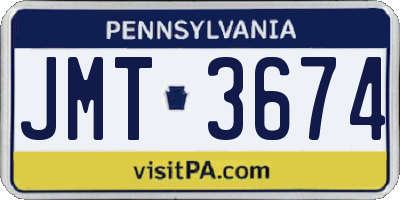 PA license plate JMT3674