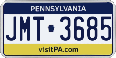 PA license plate JMT3685
