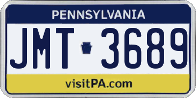 PA license plate JMT3689