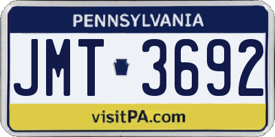 PA license plate JMT3692