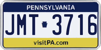 PA license plate JMT3716
