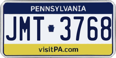 PA license plate JMT3768