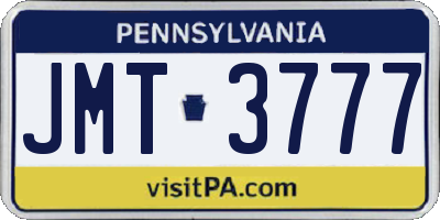 PA license plate JMT3777