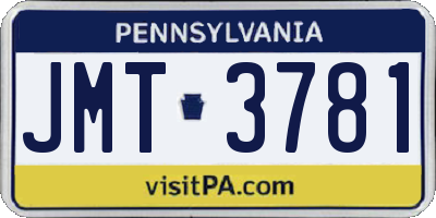 PA license plate JMT3781