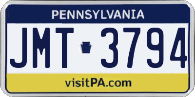 PA license plate JMT3794