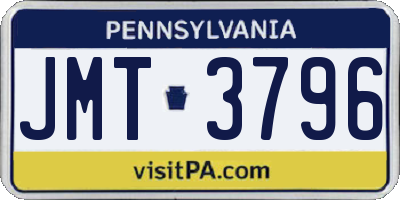 PA license plate JMT3796