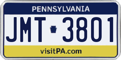 PA license plate JMT3801